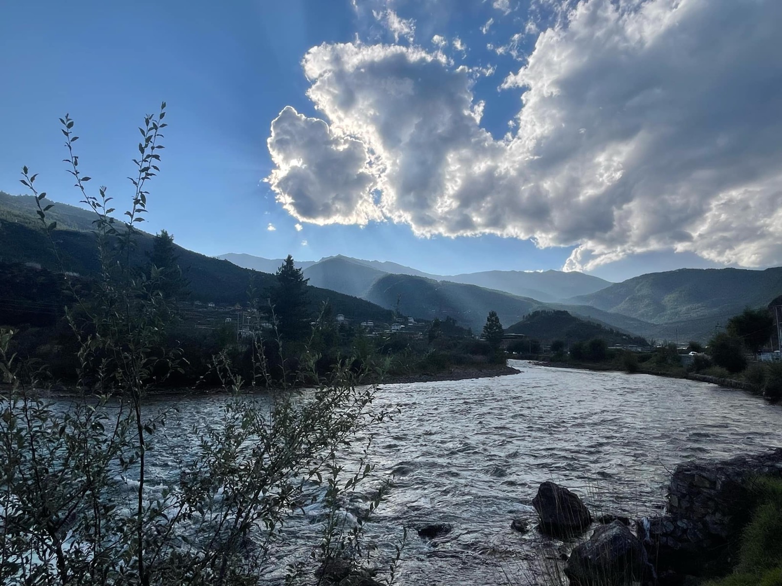 Paro river at sunset